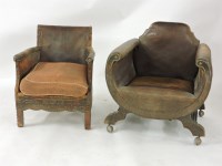 Lot 521 - A 1920s leather seat X frame club armchair