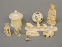 Lot 55 - A collection of Chinese and Indian carved ivory pieces