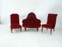 Lot 582 - A Victorian red upholstered corner chair