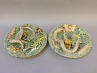 Lot 377 - A pair of Jose A Cunha Palissy style plates