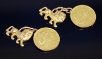 Lot 415 - A pair of gold half sovereign and half pound coin cufflinks