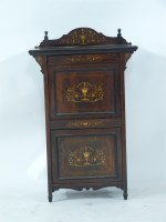 Lot 572 - A late 19th century inlaid rosewood music cabinet