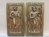 Lot 223 - Two 17th century style carved oak panels