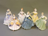 Lot 221 - Six Royal Doulton figures of ladies