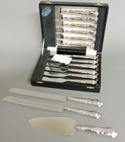 Lot 82 - A cased set of six pairs of modern silver steak eaters