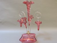 Lot 269 - A cranberry glass epergne