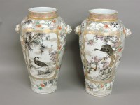 Lot 382 - A pair of large Japanese porcelain baluster vases