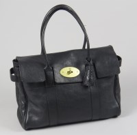 Lot 399 - A Mulberry 'Bayswater' black natural leather handbag