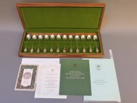 Lot 132 - A set of twelve Royal Horticultural silver tea spoons