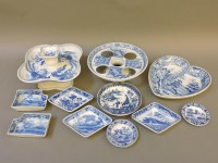 Lot 220 - An early 19th century Leeds pottery blue and white heart shaped transfer printed dish