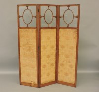 Lot 566 - An Edwardian painted satin wood three fold screen