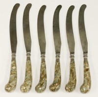 Lot 21 - Six Table Knives with agate pistol handles