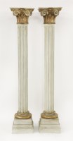 Lot 482 - A pair of modern painted and parcel gilt columns