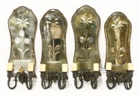 Lot 494 - Four Venetian mirrored glass wall lights