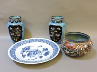 Lot 302 - A pair of Japanese cloisonné vases