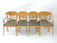 Lot 529 - A set of eight Biedermeier style satin birch dining chairs