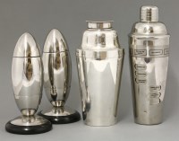 Lot 239 - A pair of chrome cigar-shaped cocktail shakers
