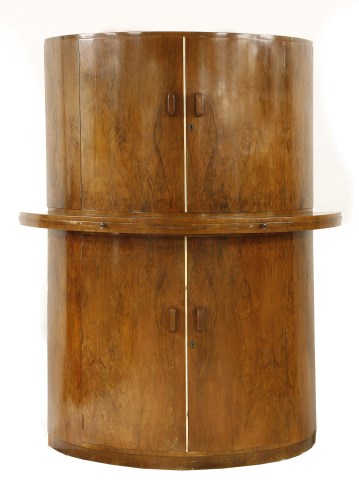 Lot 142 - An Art Deco walnut two-part cocktail cabinet