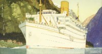 Lot 316 - Kenneth Denton Shoesmith (1890-1939)
ROYAL MAIL 'ATLANTIS CRUISES' OCEAN LINER IN A FJORD
Signed l.r.