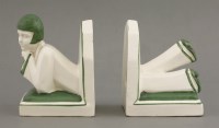Lot 83 - A pair of French pottery bookends
