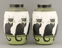 Lot 132 - A pair of Keralouve style pottery vases