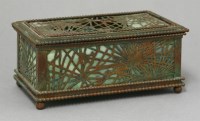 Lot 186 - A Tiffany Studios' gilt brass and glass pierced casket