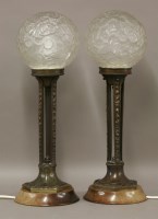 Lot 175 - A pair of Art Deco style bronze table lamps