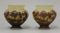 Lot 166 - A pair of Gallé cameo glass vases