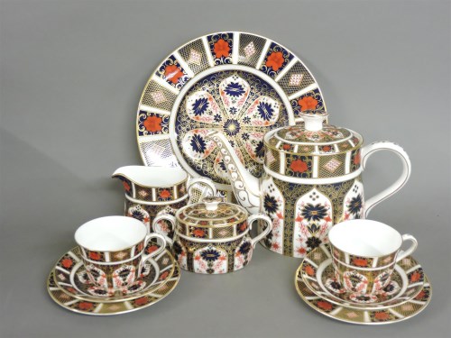 Lot 204 - A Royal Crown Derby 'Old Imari' pattern two place teaset