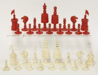 Lot 69 - A 19th century bone barleycorn pattern chess set