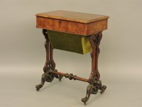 Lot 536 - A Victorian burr walnut sewing table