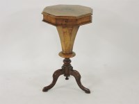 Lot 486 - A Victorian inlaid walnut trumpet work table