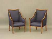 Lot 465 - A pair of strung Edwardian armchairs