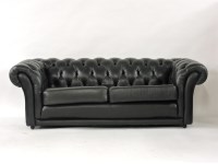 Lot 399 - A contemporary black leather Chesterfield