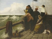 Lot 323 - J Barrett (late 19th century)
'WAITING FOR THE BOATS'
Signed and inscribed with title l.r. and dated 1883