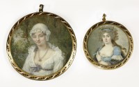 Lot 142 - A portrait miniature of a lady in a cloth cap (French