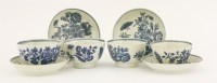 Lot 13 - Four Worcester Tea Bowls and Saucers