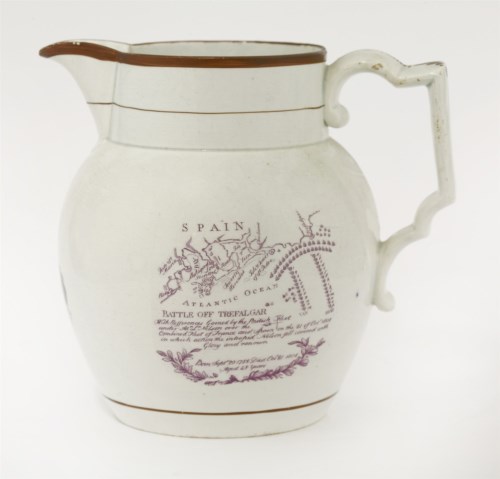 Lot 26 - A commemorative Admiral Lord Nelson pottery Jug