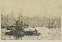 Lot 246 - William Lionel Wyllie RA RWS (1851-1931)
'SHIPPING ON THE THAMES