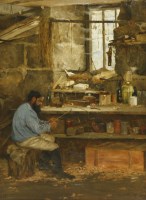 Lot 294 - John Arthur Lomax (1857-1923)
THE FISHERMAN'S WORKSHOP
Signed and dated 1880 l.r.