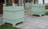 Lot 477 - Two 'Versailles' painted wood and metal planter boxes