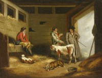 Lot 338 - Manner of George Morland
FIGURES IN A BARN WITH CALVES AND A DOG
Oil on canvas
49 x 64cm