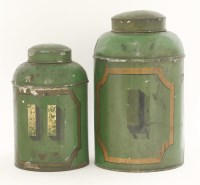 Lot 147 - A green painted toleware tea canister