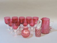 Lot 139 - Ten cranberry glasses
