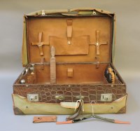 Lot 143 - A Victorian/Edwardian crocodile skin gentleman's suitcase