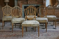 Lot 409 - A set of six Hepplewhite period painted shield back dining chairs