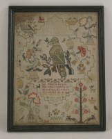 Lot 1167 - An 18th century pictorial sampler