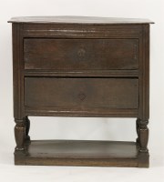 Lot 1399 - A 17th century and later oak two drawer low chest