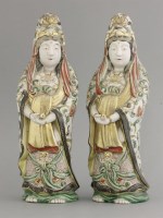 Lot 404 - A pair of Kutani Figures of Kwannon
