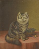 Lot 344 - Horatio Henry Couldery (1832-1918) A LONG-HAIRED TABBY CAT Signed with monogram l.r.